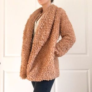 Love Riche Peach Fuzzy Jacket with Pockets